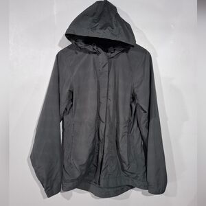 Nau Long Hooded Windbreaker Jacket Woman’s Size M Gray Full Zip